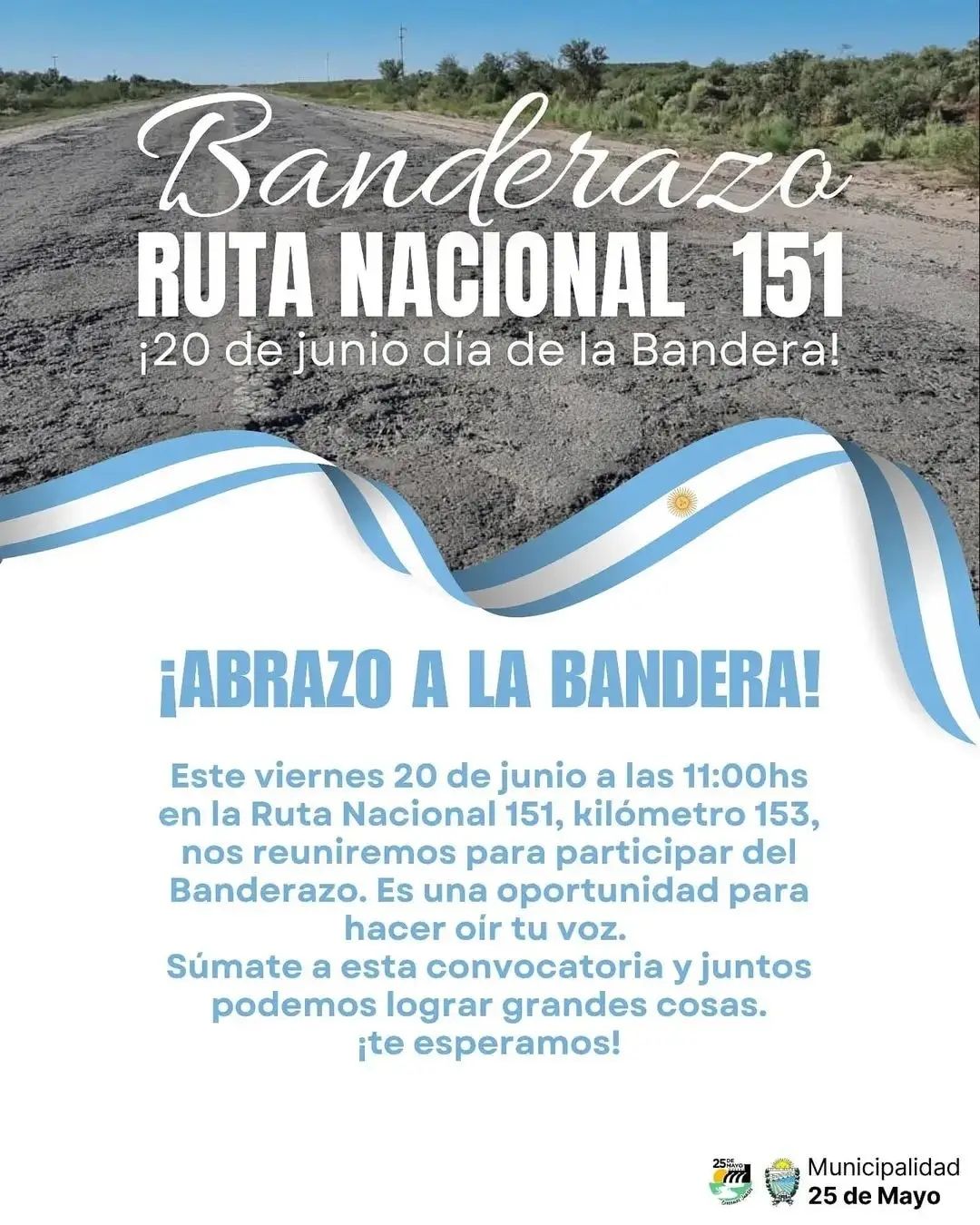 Convocan a un banderazo para reclamar por el estado de la Ruta 151 ...